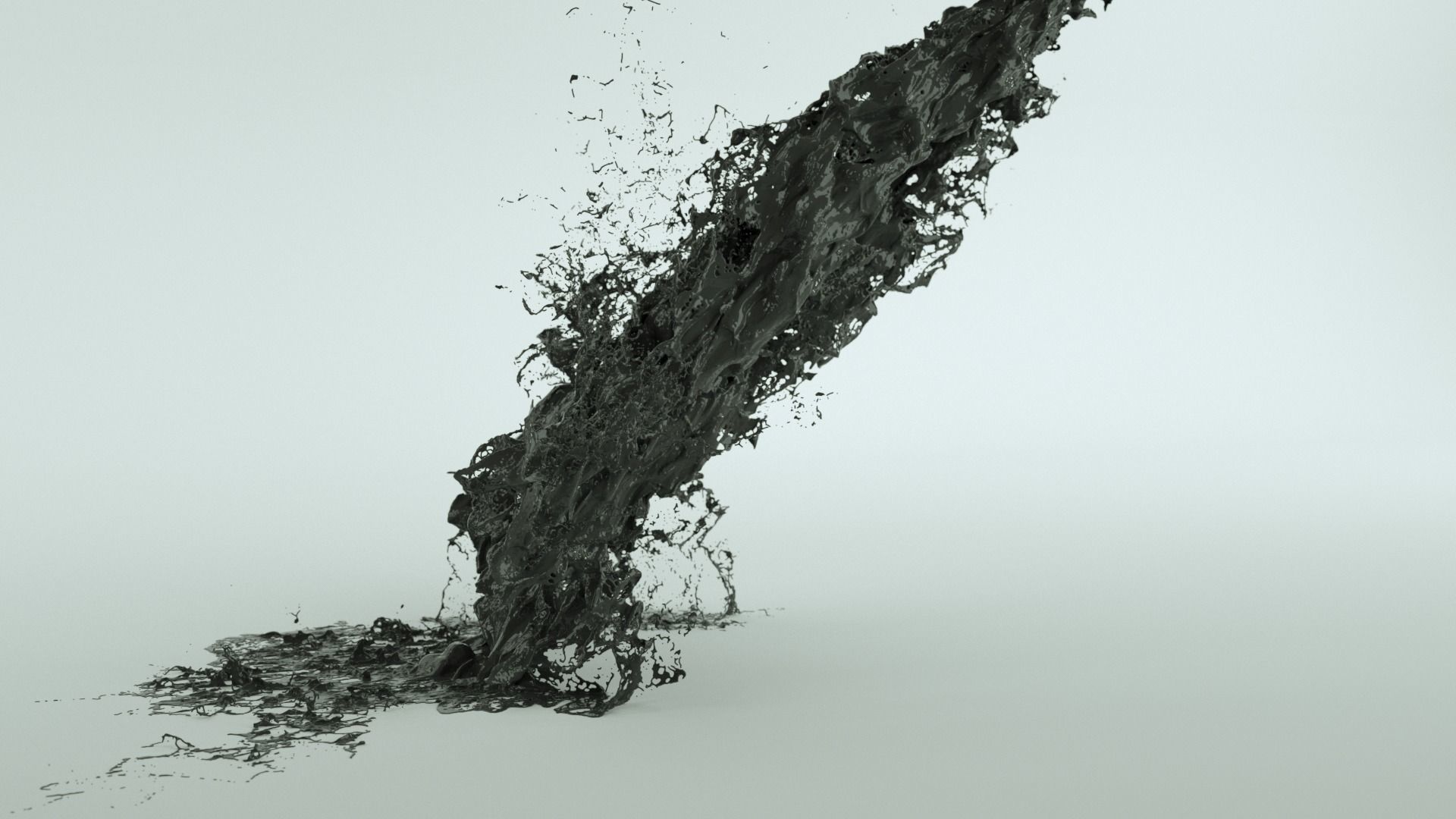 Black Fluid Abstract 3D model_2
