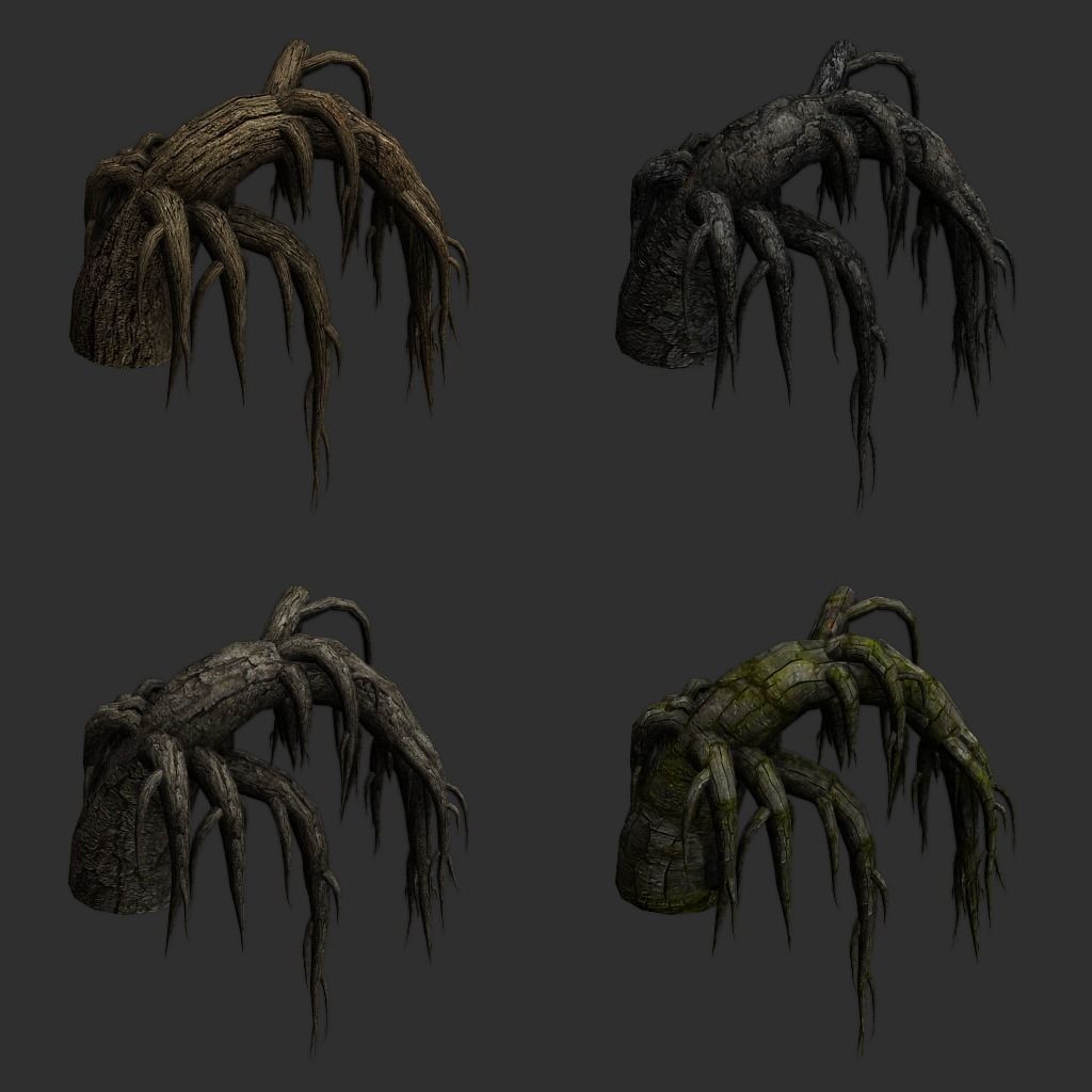 Roots dead tree 3D model_3