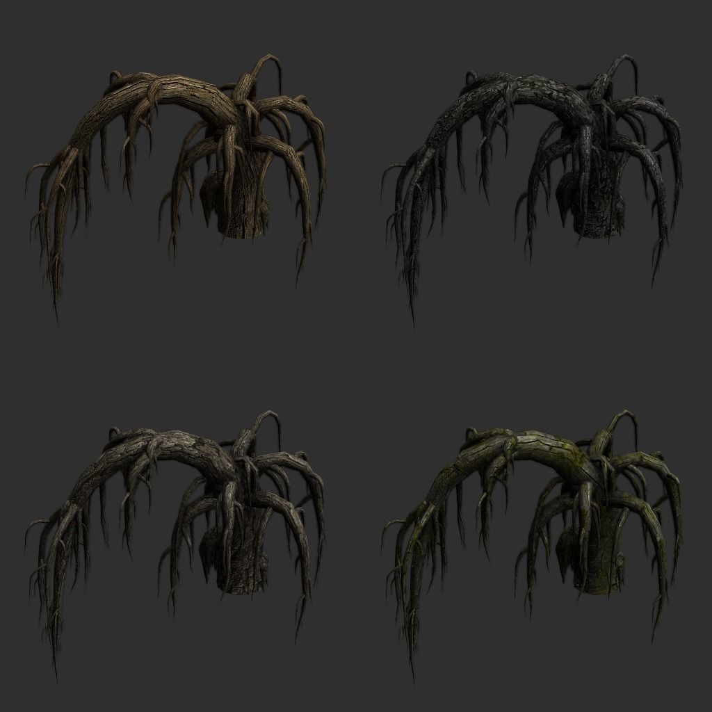 Roots dead tree 3D model_4