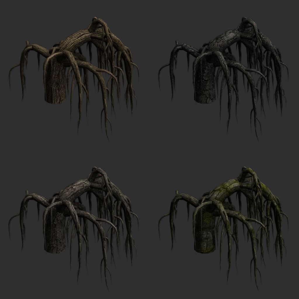 Roots dead tree 3D model_1