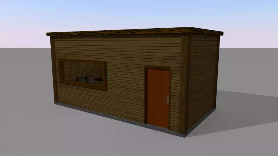 Log Cabin Low-poly 3D model_0