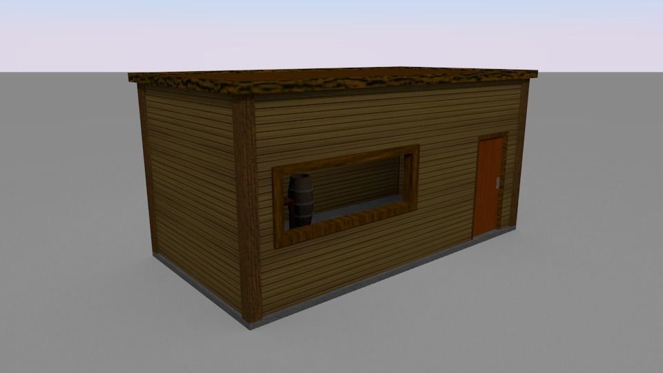 Log Cabin Low-poly 3D model_1