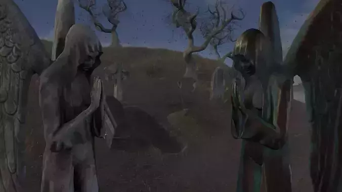 Low Poly Modular Cemetery Pack With PBR Materials Low-poly 3D model