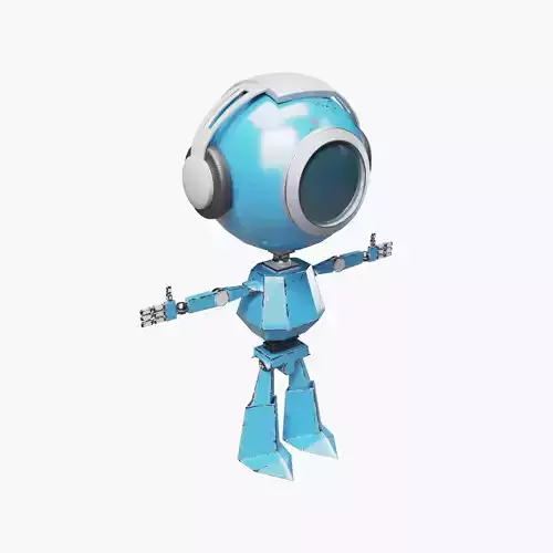 Blue Robot in Headphones