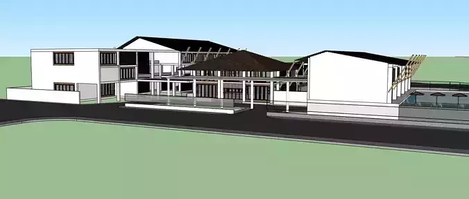 Traditional Club House with outdoor games  3D model