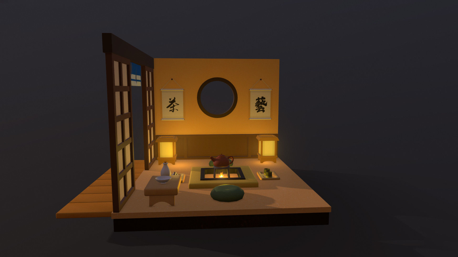 japanese room2 Low-poly 3D model_1