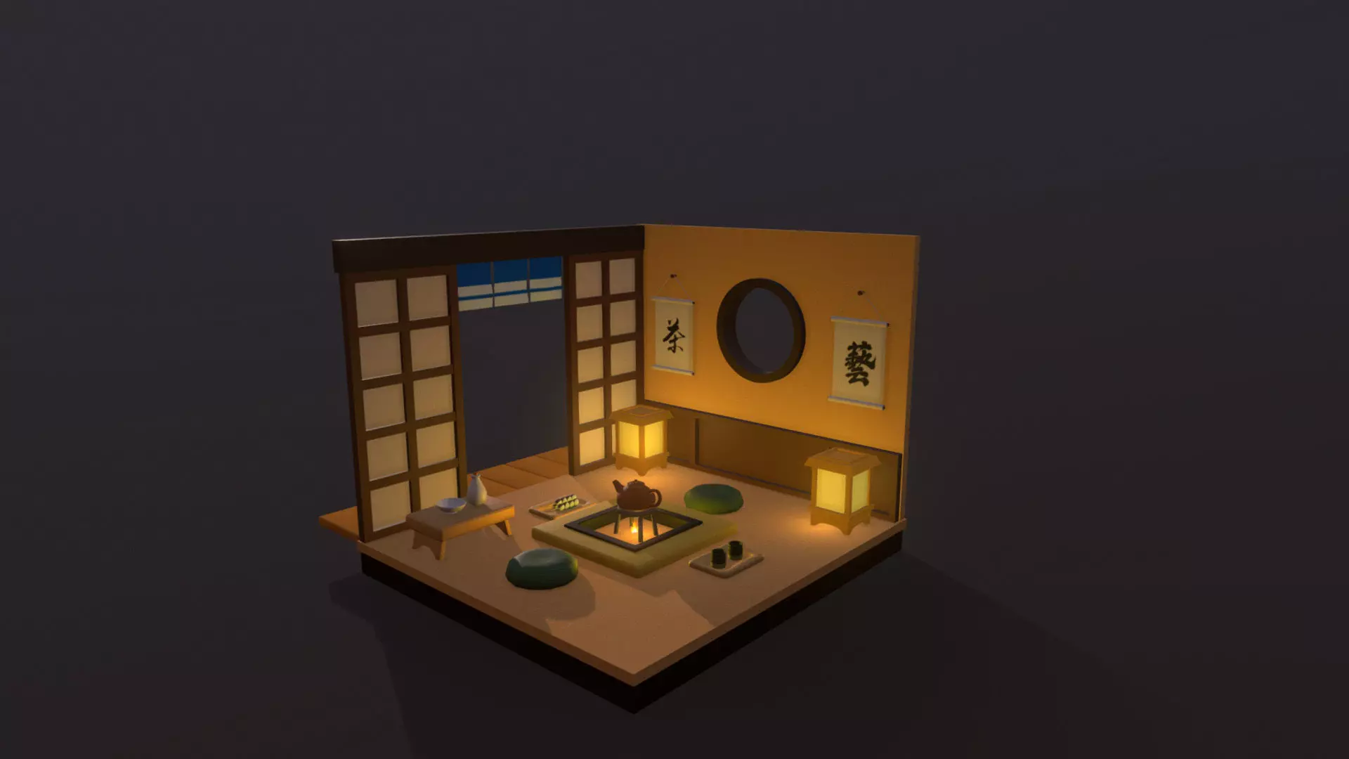 japanese room2 Low-poly 3D model_0