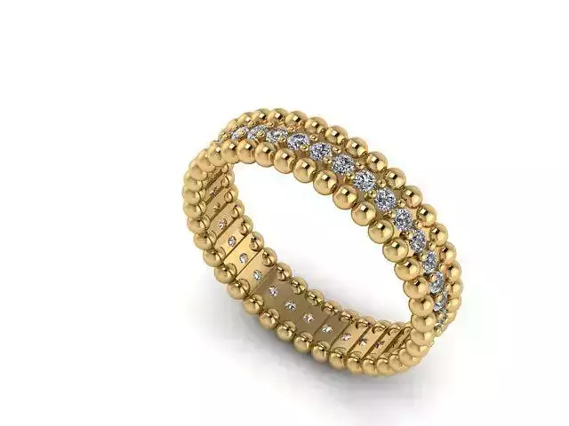 Band with round balls and center diamonds