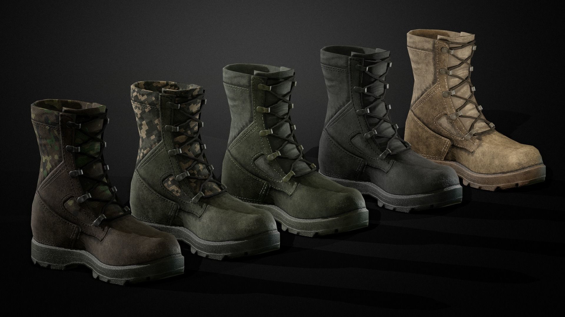 Military boots Low-poly 3D model_1
