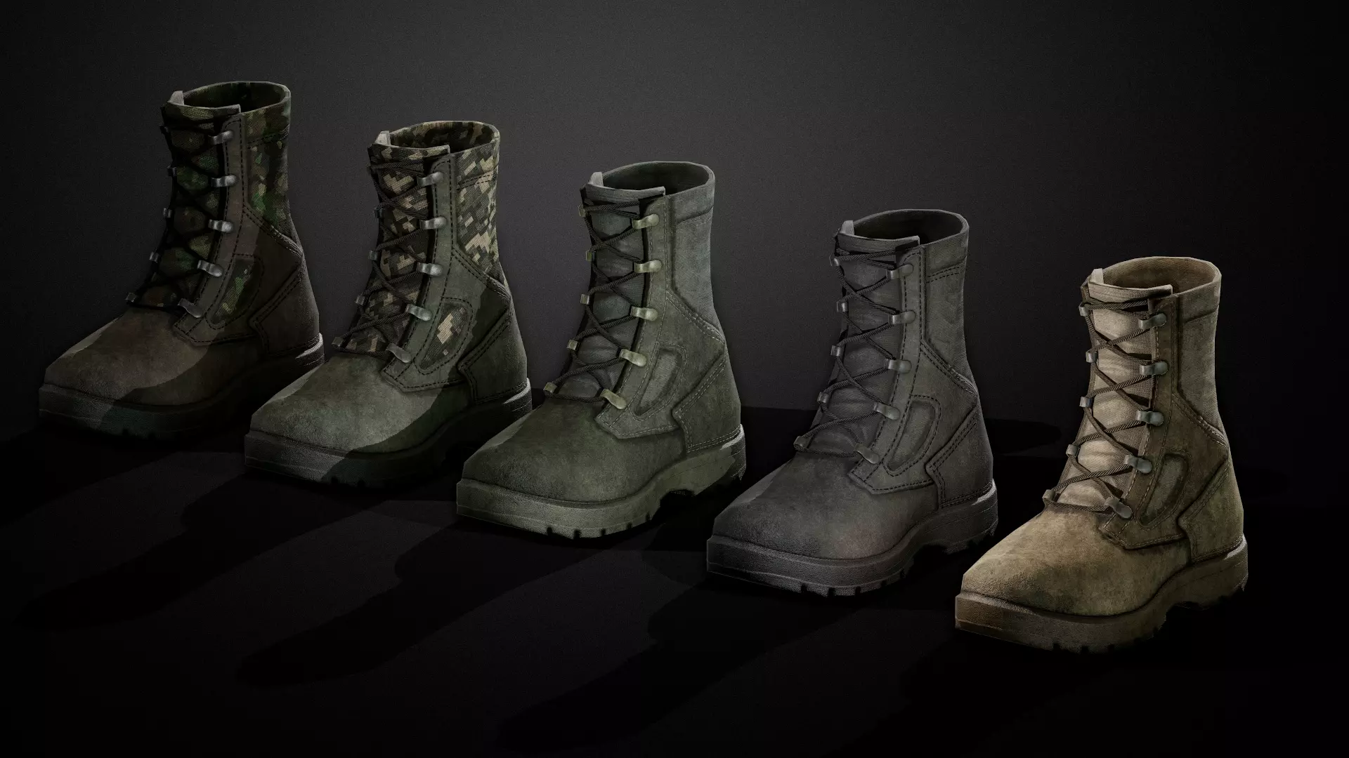 Military boots Low-poly 3D model_0