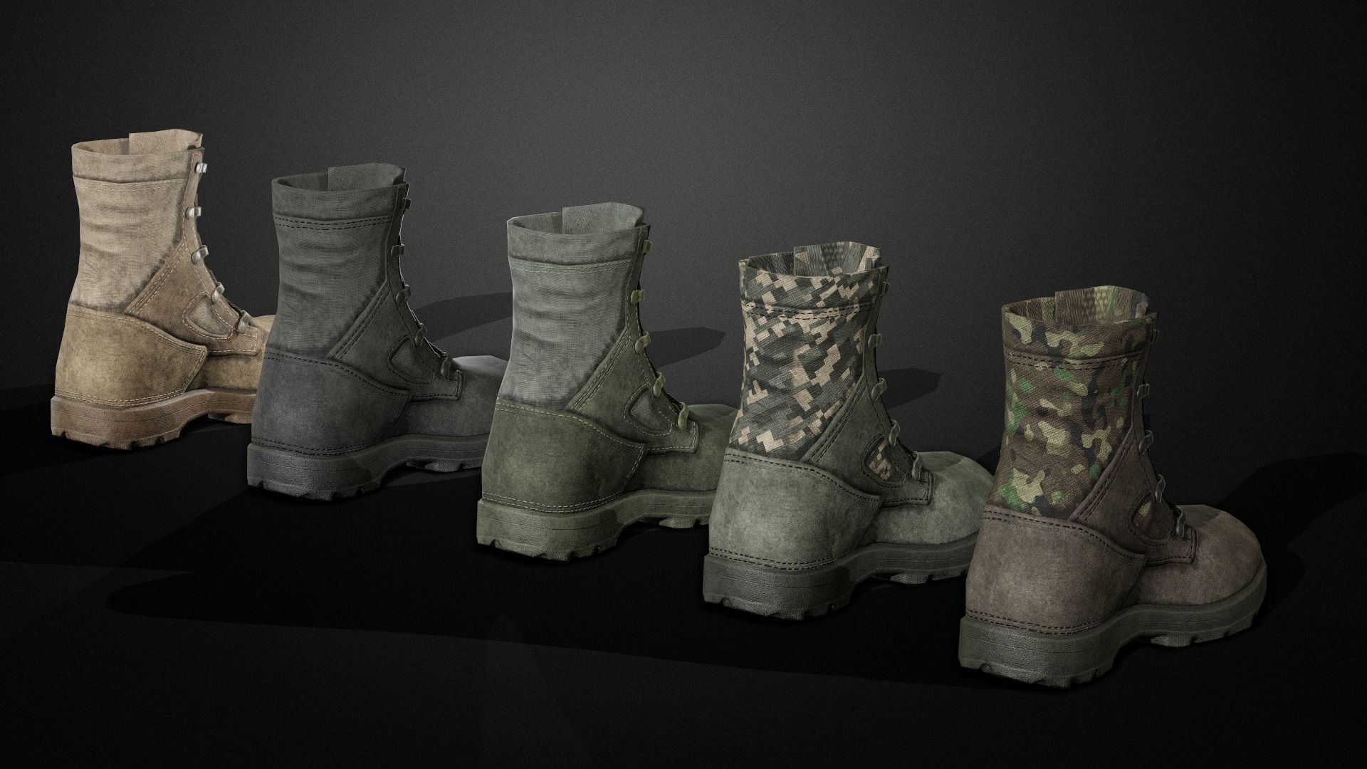 Military boots Low-poly 3D model_2
