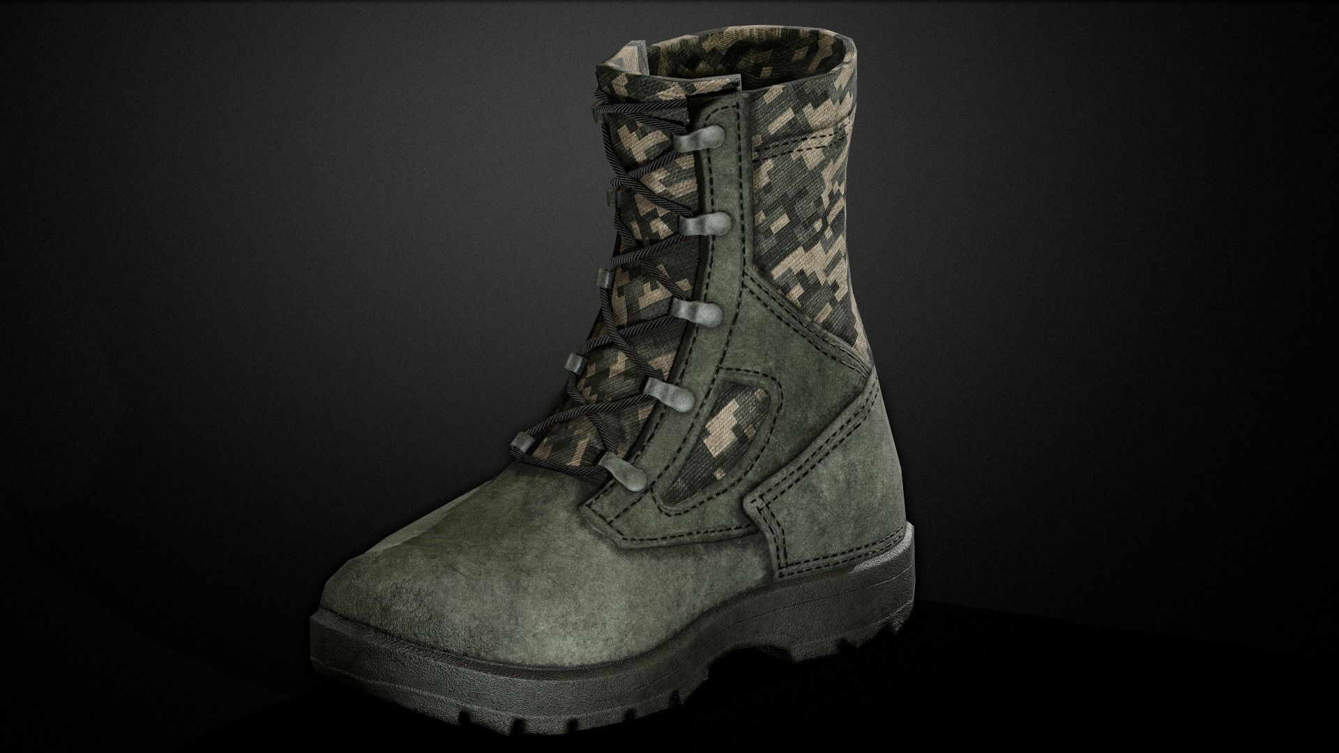 Military boots Low-poly 3D model_15