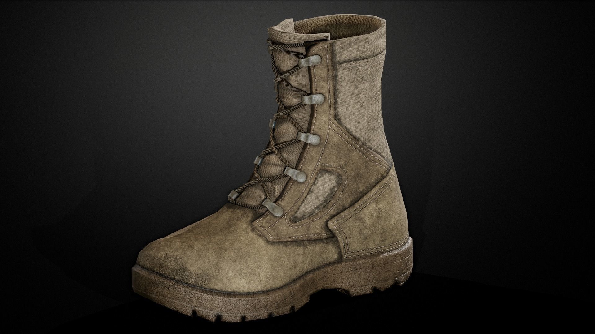 Military boots Low-poly 3D model_13
