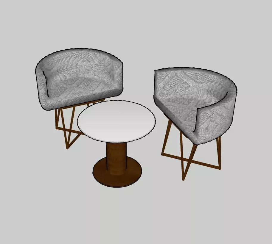 chair and table Free 3D model_0