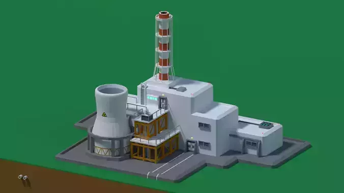 Nuclear station Low-poly