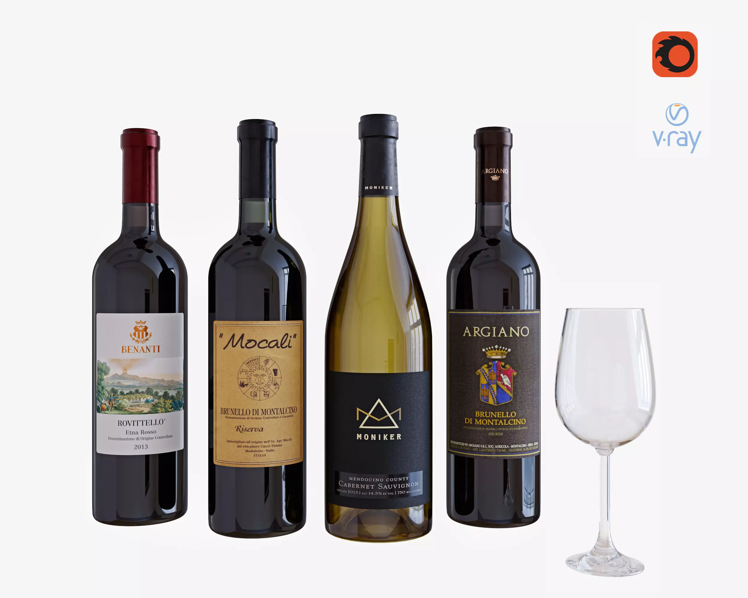 Wine bottle set 3 3D model