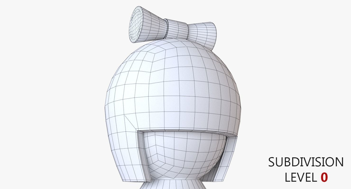 Kokeshi Japanese doll Low-poly 3D model_13