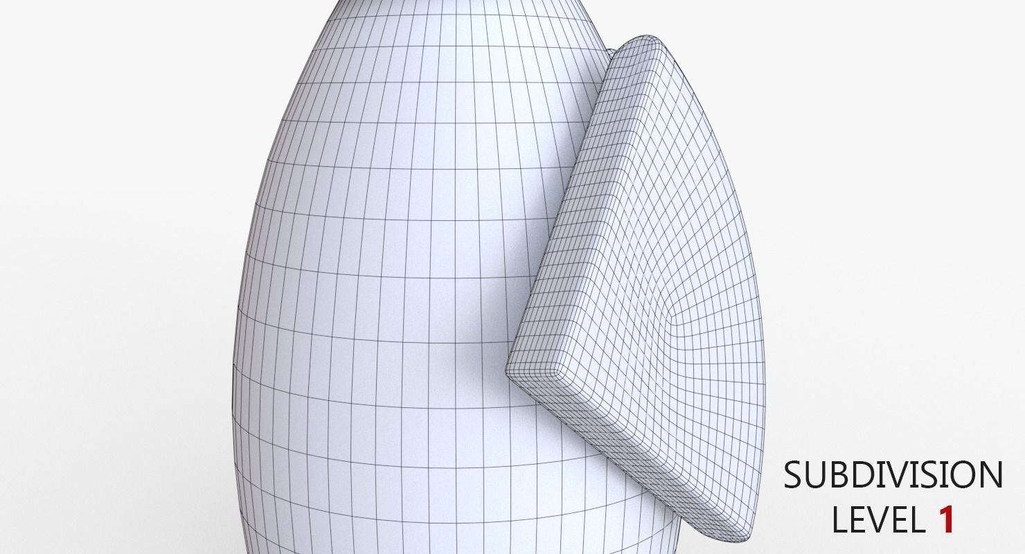 Kokeshi Japanese doll Low-poly 3D model_16