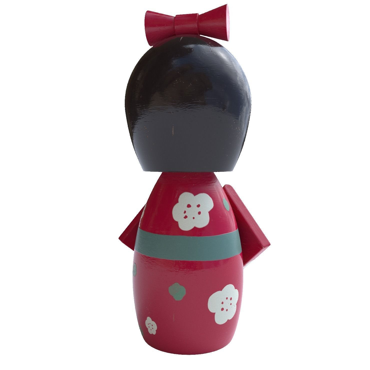 Kokeshi Japanese doll Low-poly 3D model_2