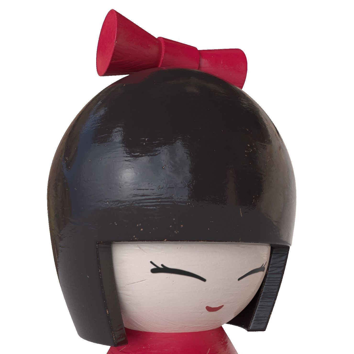 Kokeshi Japanese doll Low-poly 3D model_3