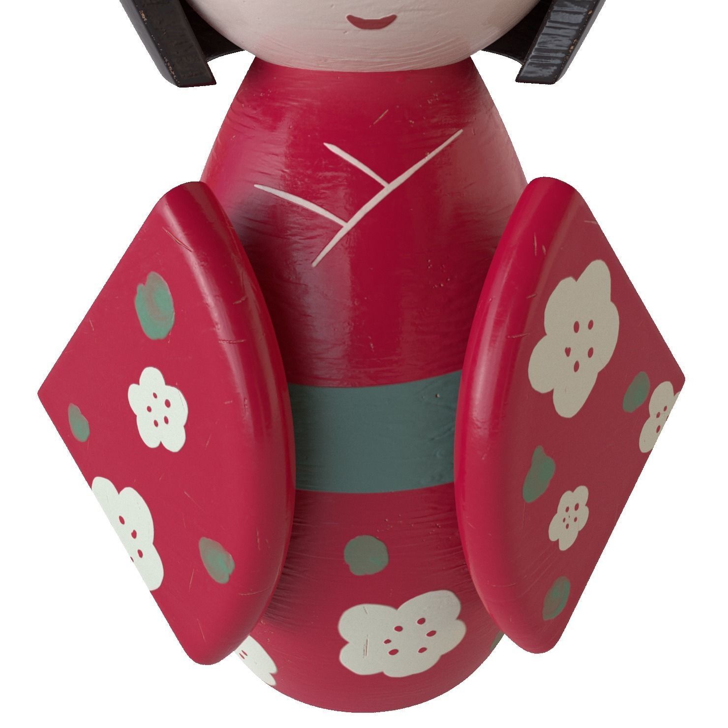 Kokeshi Japanese doll Low-poly 3D model_6