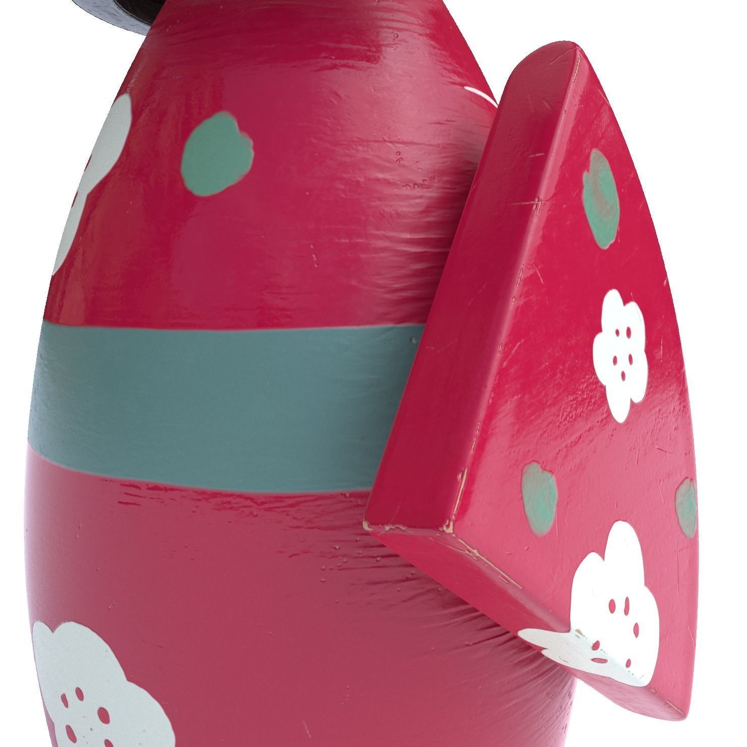 Kokeshi Japanese doll Low-poly 3D model_4