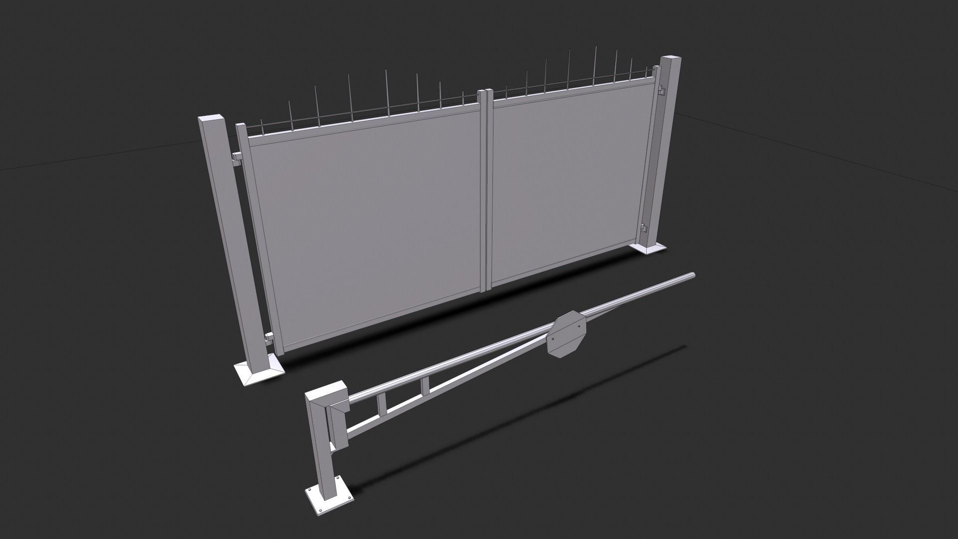 Metal gates Low-poly 3D model_18