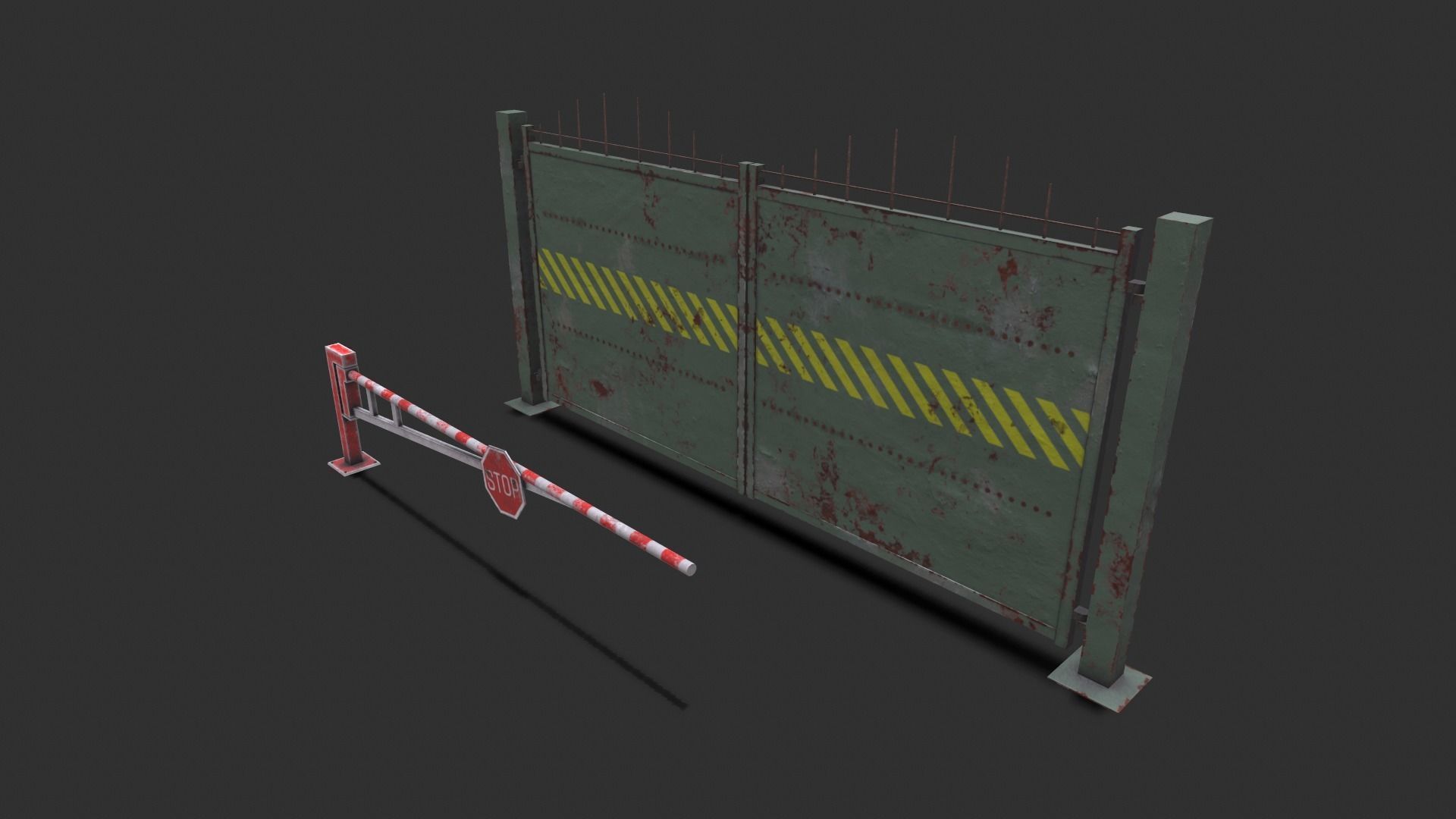 Metal gates Low-poly 3D model_8