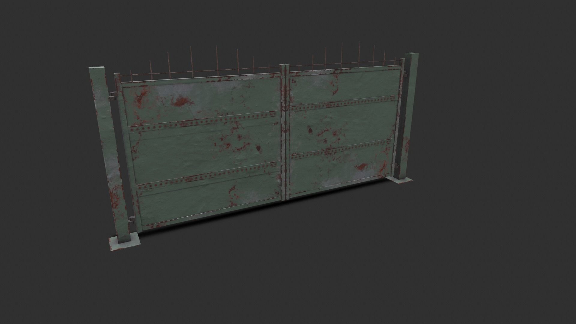 Metal gates Low-poly 3D model_9