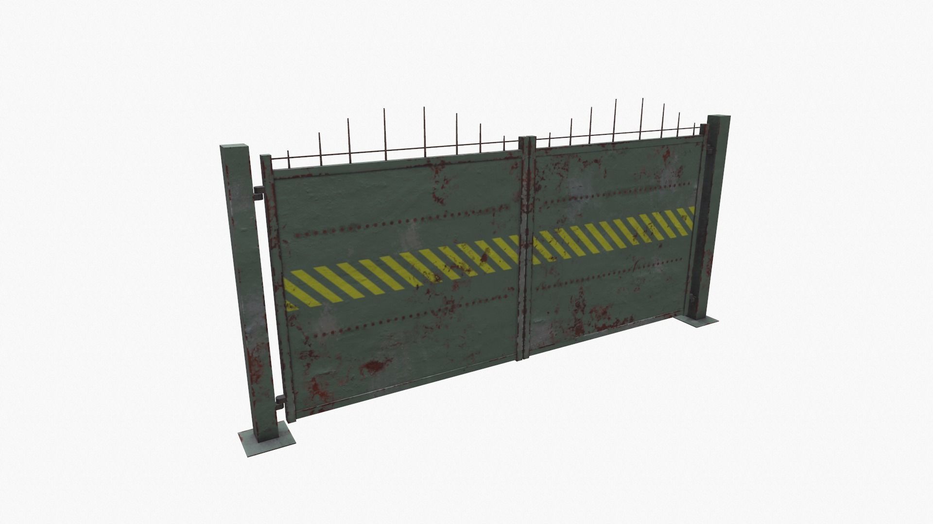 Metal gates Low-poly 3D model_4