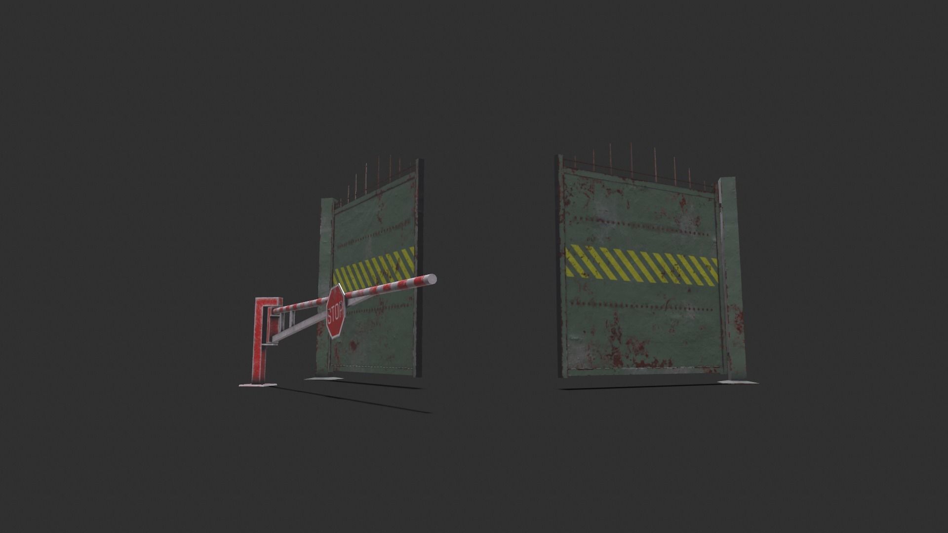 Metal gates Low-poly 3D model_13