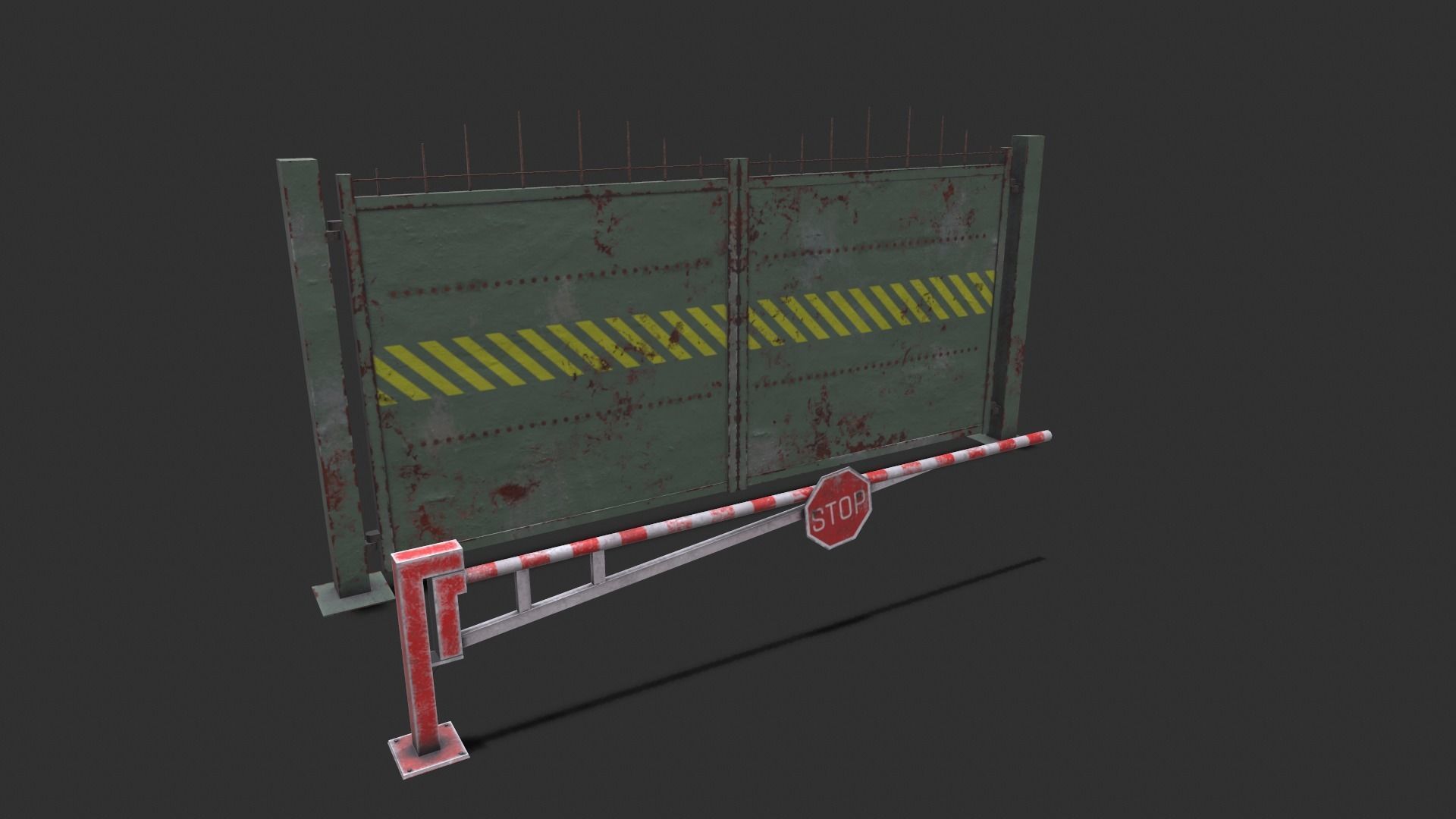 Metal gates Low-poly 3D model_15
