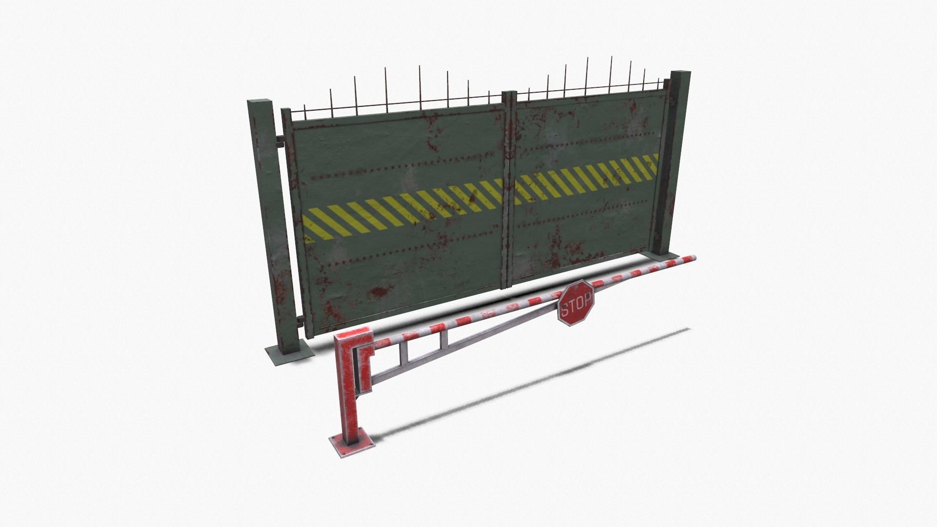 Metal gates Low-poly 3D model_3