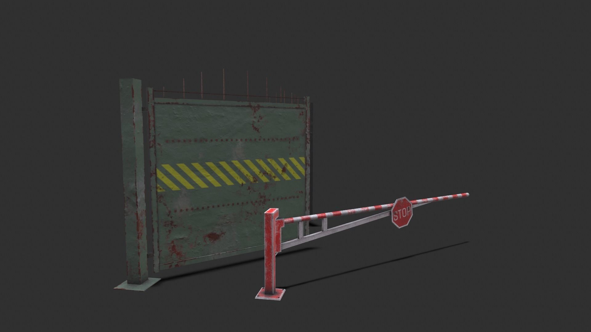 Metal gates Low-poly 3D model_17