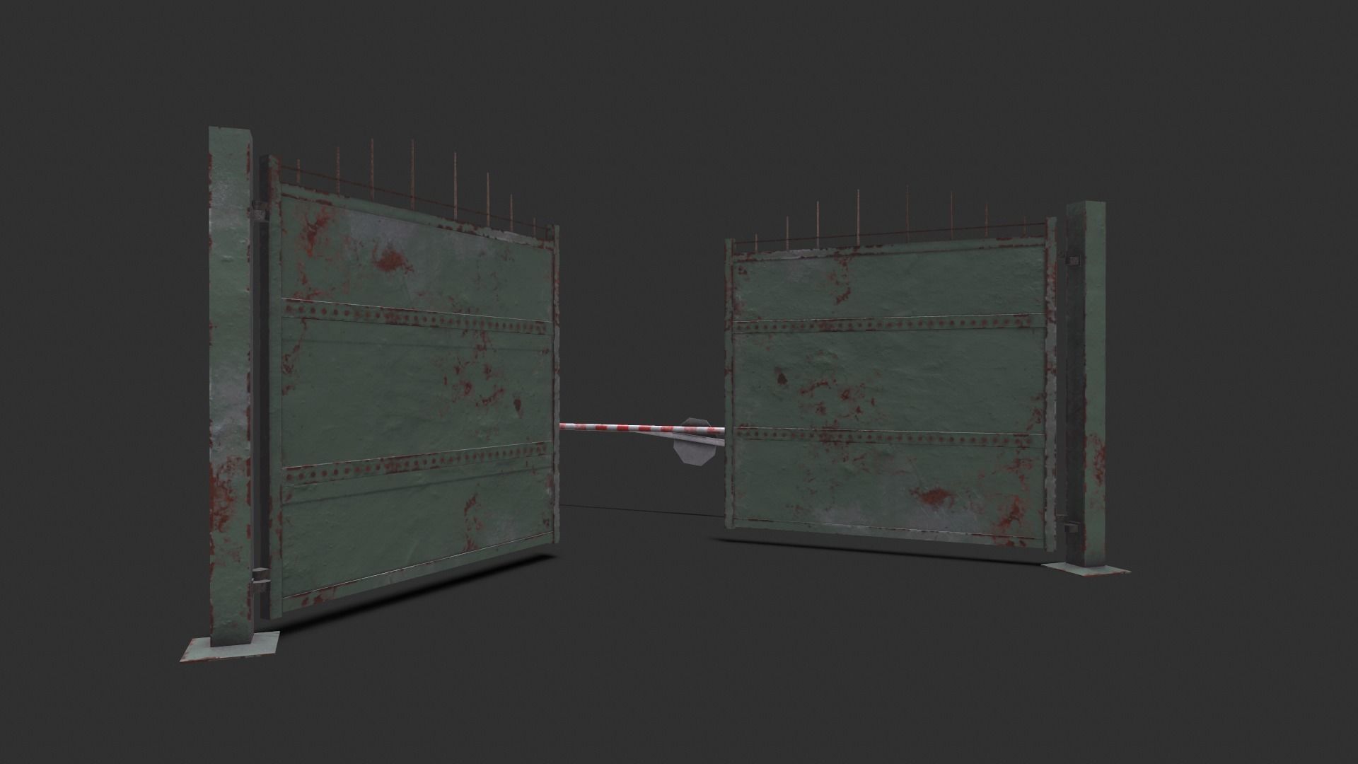 Metal gates Low-poly 3D model_11