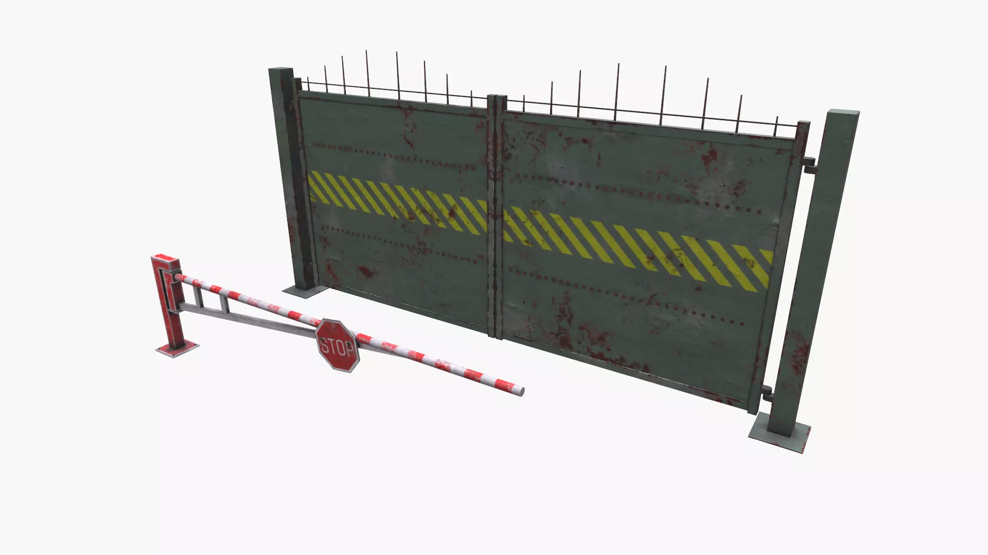 Metal gates Low-poly 3D model_0