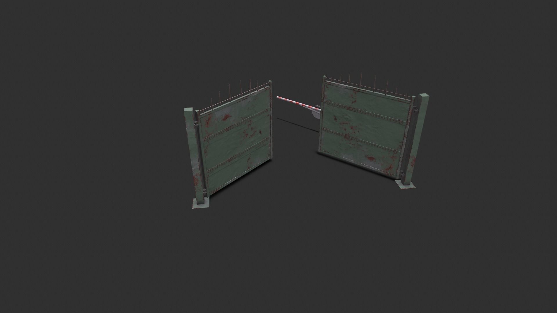 Metal gates Low-poly 3D model_10