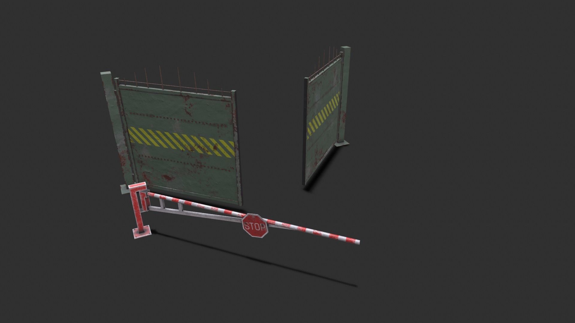 Metal gates Low-poly 3D model_16