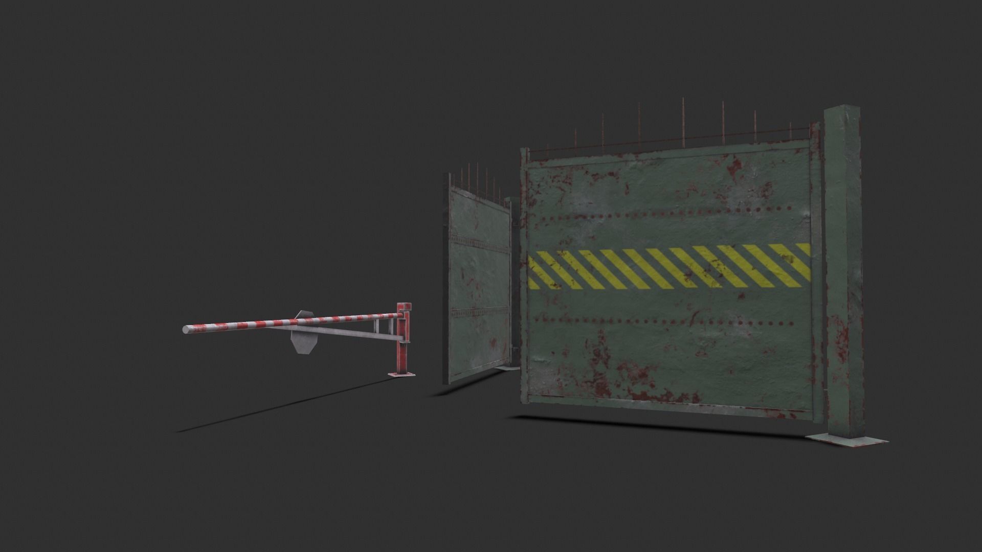 Metal gates Low-poly 3D model_12