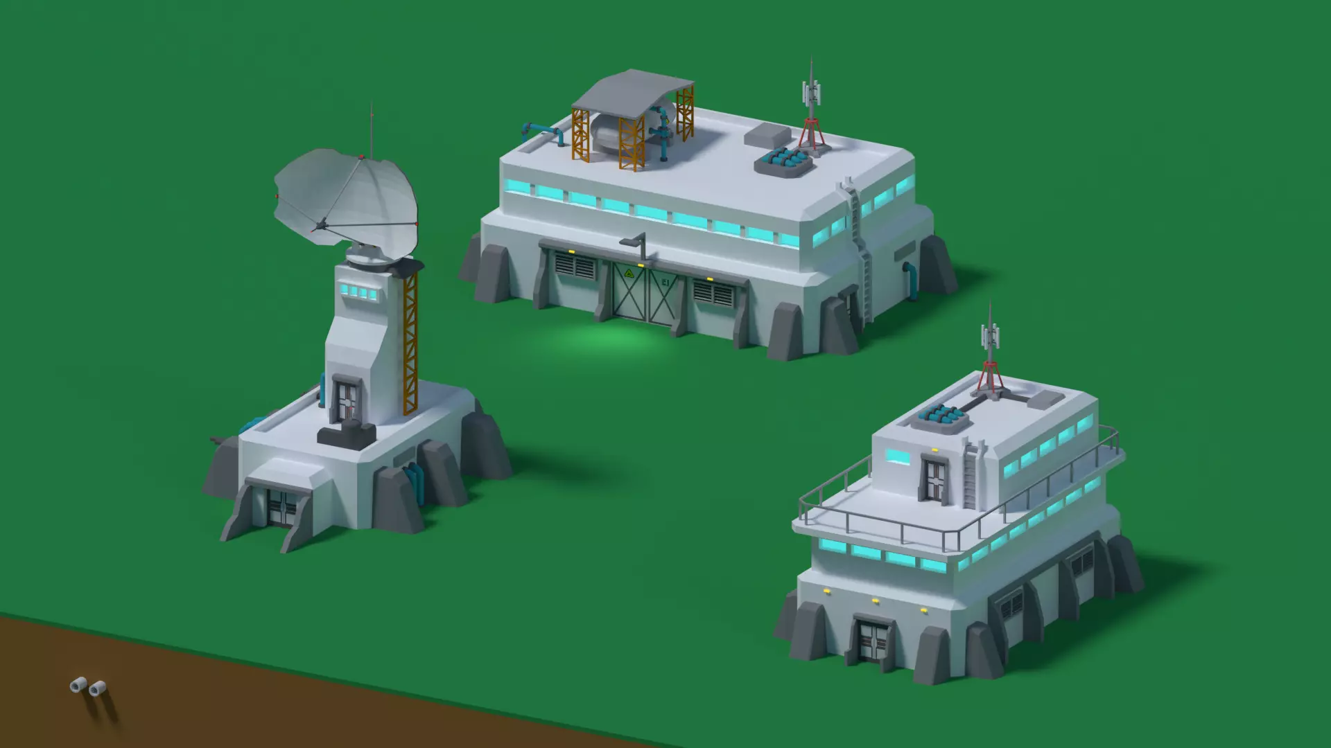 Sci-Fi buildings Low-Poly Free low-poly 3D model
