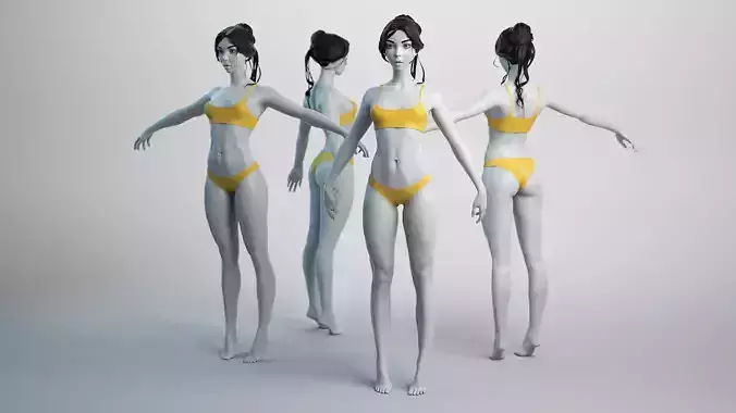 Female Basemesh 01 Low-poly 3D model