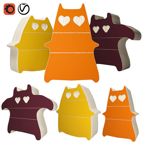 Cat in love chest of drawers 3D model