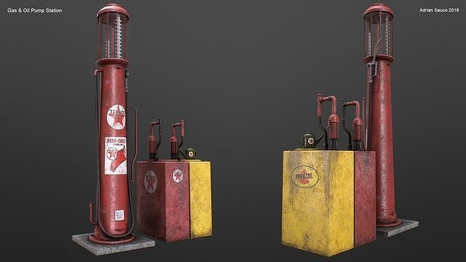 Gas Station videogame asset Low-poly 3D model