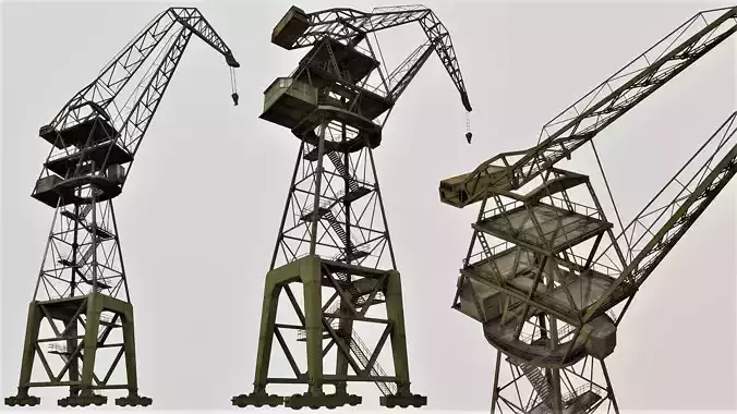 Large Old Crane PBR Low-poly 3D model