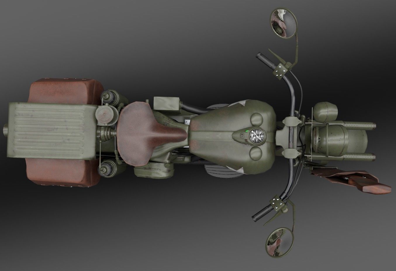 Motorcycle Custom Military HD Low-poly 3D model_12