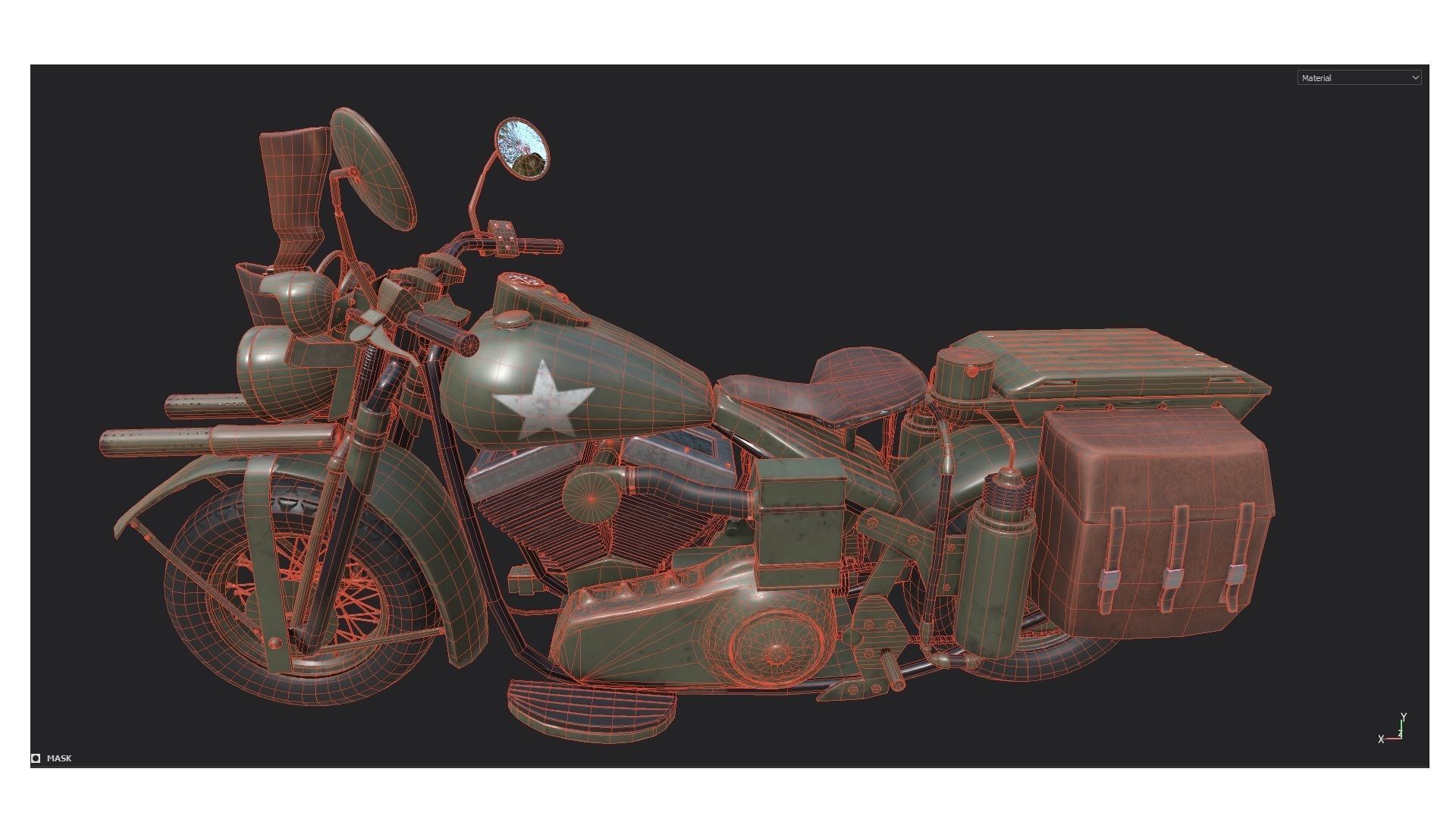 Motorcycle Custom Military HD Low-poly 3D model_17