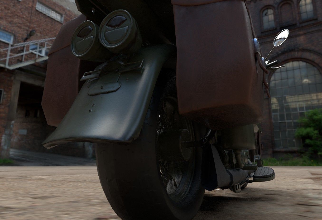 Motorcycle Custom Military HD Low-poly 3D model_13