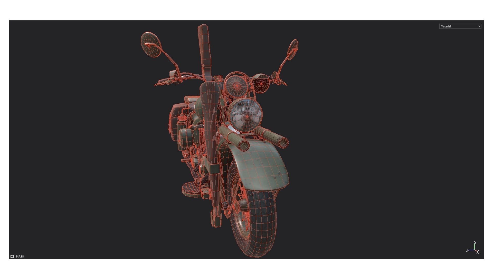 Motorcycle Custom Military HD Low-poly 3D model_19