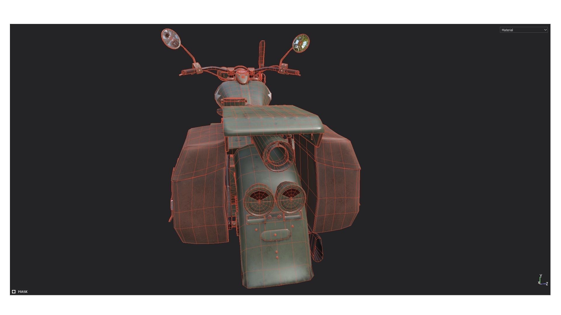 Motorcycle Custom Military HD Low-poly 3D model_18