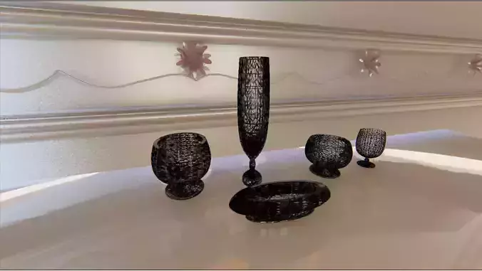 Wicker bowl set vase and plate